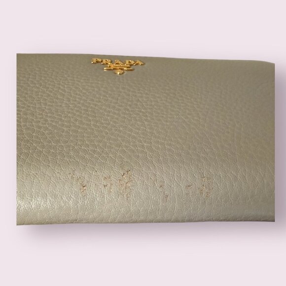 Authentic Prada Taupe Pebbled Leather Zip Around Wallet - Picture 8 of 9